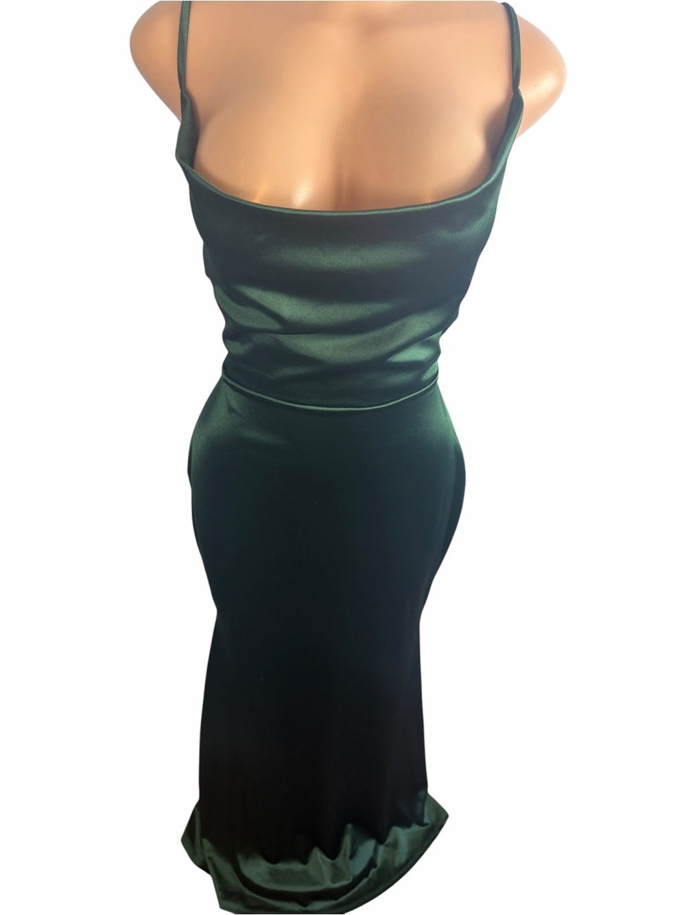 Windsor Hunter Green Satin Maxi Dress - Picture 5 of 10